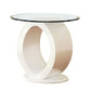 Contemporary Tempered Glass Top End Table with O Shape Base, White By Casagear Home