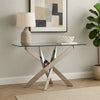 Sofa Table | Criss Cross Base | Rectangular Glass Top | 48" | Silver & Clear