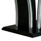 Chrome Trim Flared Base End Table with Glass Top Black and Silver By Casagear Home BM208097