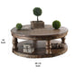 Transitional Round Coffee Table with Open Shelf and Turned Legs,Antique Oak By Casagear Home BM208117