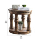 25" Round 4 Post End Table with Bottom Shelf, Brown By Casagear Home