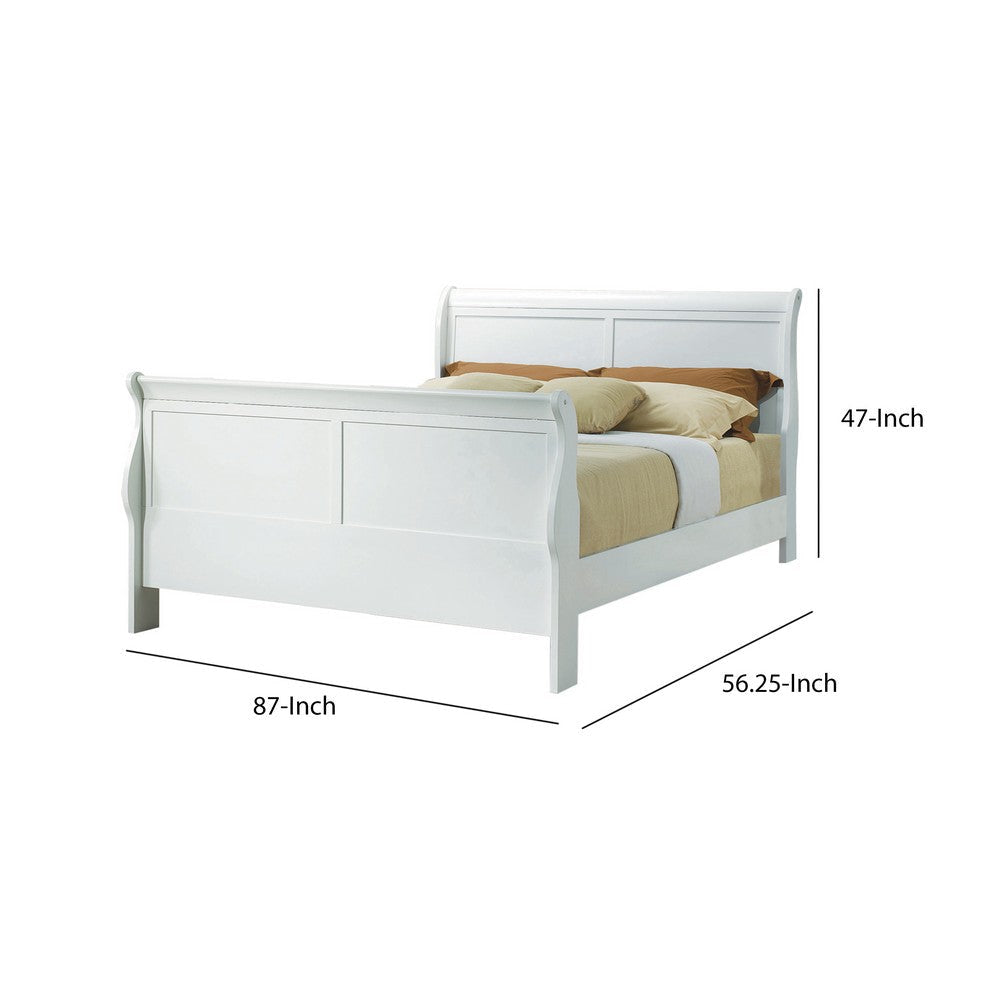 Traditional Style Full Size Wooden Bed with Bevelled Edges White By Casagear Home BM208145