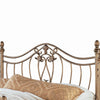 Metal Queen Headboard and Footboard with Swirling Floral Motifs Antique Gold By Casagear Home BM208148