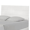 Wooden Queen Size Bed with Plank Style Headboard White BM208155