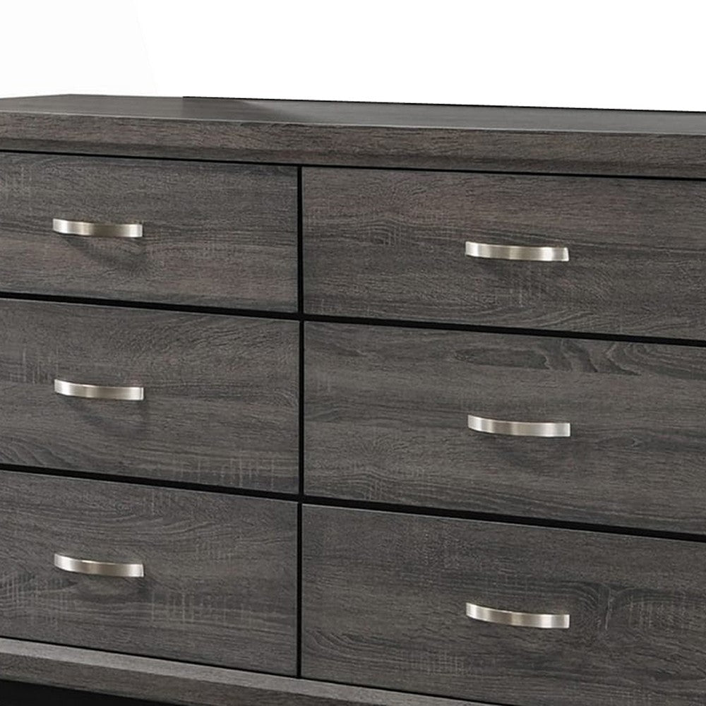 Transitional Wooden Dresser with 6 Spacious Drawers Gray and Black By Casagear Home BM208157