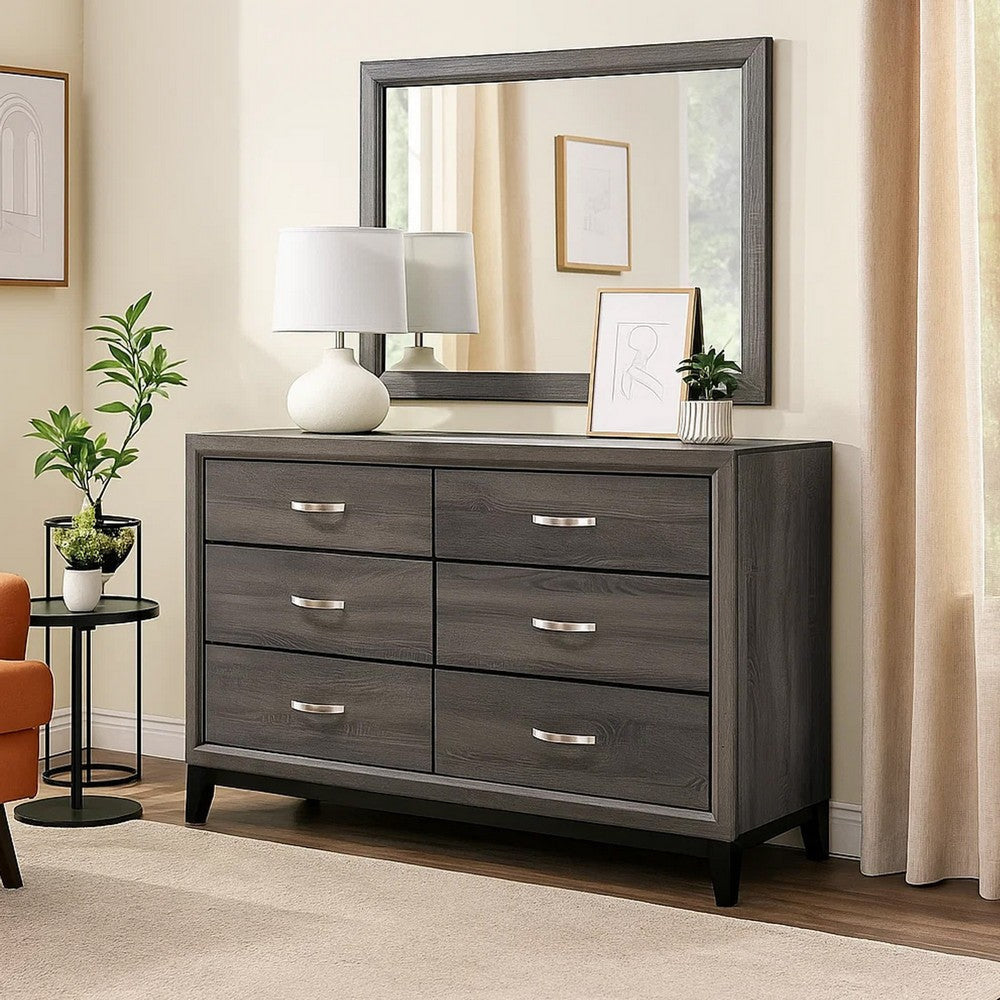 Dresser | Transitional Style | 6 Drawers | Gray & Black