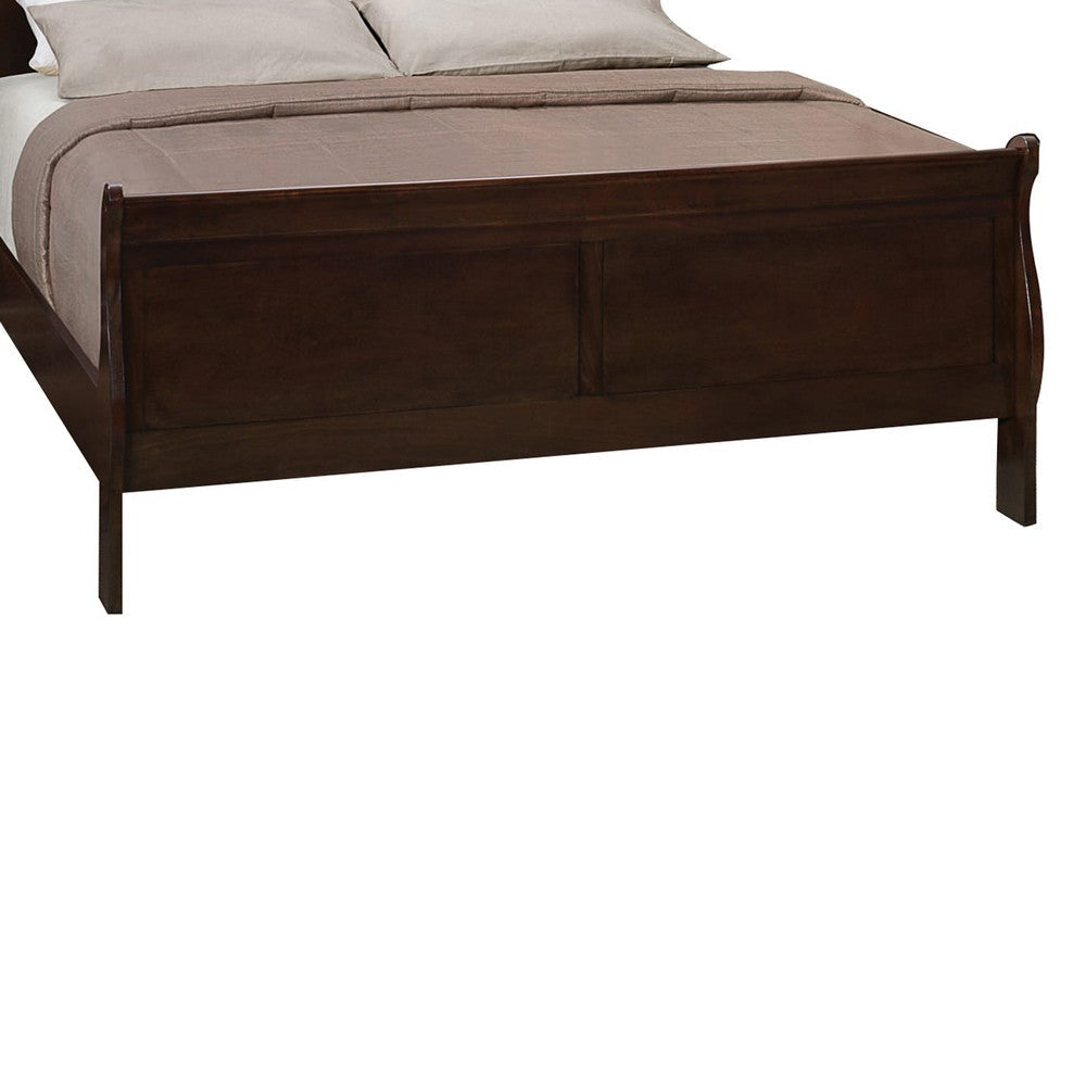 Traditional Style Wooden Full Size Bed with Curved Headboard Brown By Casagear Home BM208176