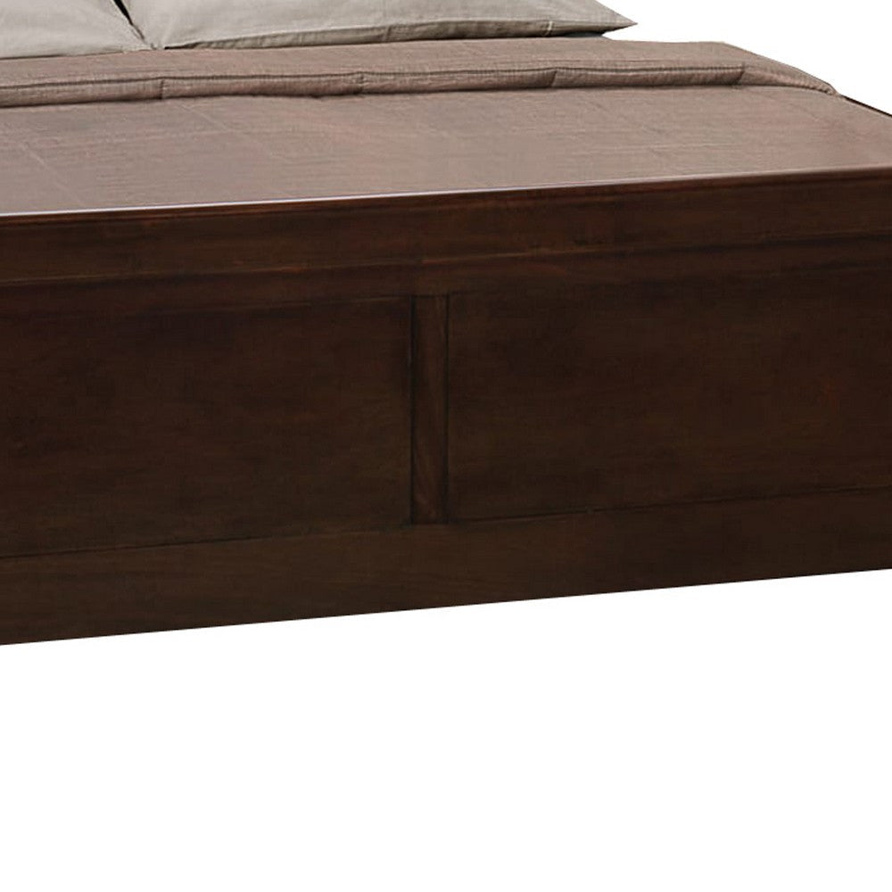 Traditional Style Wooden Queen Size Bed with Curved Headboard Brown By Casagear Home BM208177