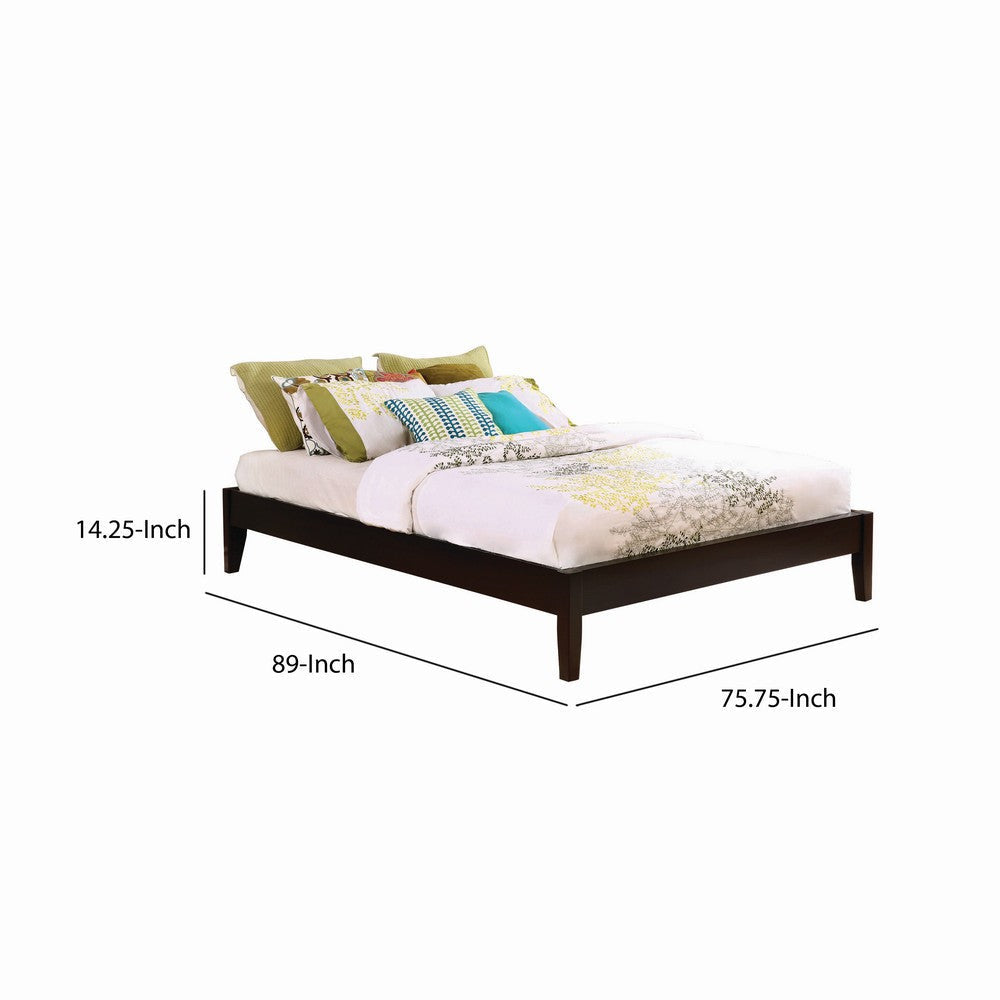 Wooden California King Size Universal Bed Frame with Tapered Legs Brown By Casagear Home BM208185