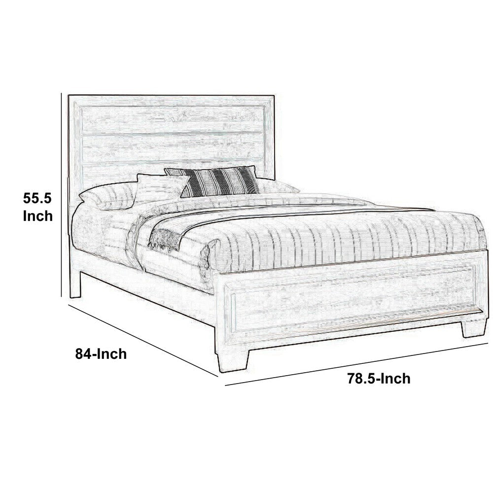 Transitional Wooden Eastern King Size Bed with Plank Headboard Brown By Casagear Home BM208546