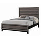 Transitional Wooden Eastern King Bed with Plank Headboard, Gray Oak By Casagear Home