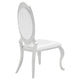 Metal Armless Dining Chair with Oval Padded Back Set of 2 Silver and White BM208550