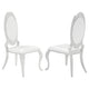Metal Armless Dining Chair with Oval Padded Back Set of 2 Silver and White BM208550