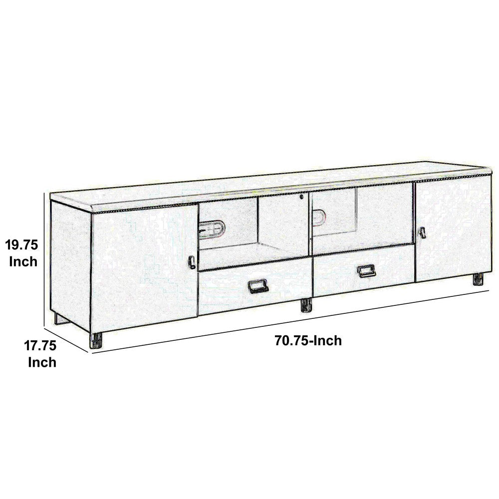 Contemporary 2 Drawer Wooden TV Console with 2 Open Shelves White and Gray By Casagear Home BM208556