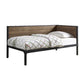 Industrial Metal Twin Size Daybed with Wooden Side Panels, Brown and Black By Casagear Home