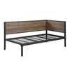 Industrial Metal Twin Size Daybed with Wooden Side Panels Brown and Black By Casagear Home BM208565