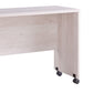 Rectangular Wooden Desk Return with Casters and Grain Details, White Oak By Casagear Home