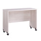 Rectangular Wooden Desk Return with Casters and Grain Details, White Oak By Casagear Home