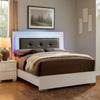 Contemporary Full Bed with LED Trim and Lacquer Coating, White and Gray