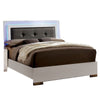 Contemporary Full Bed with LED Trim and Lacquer Coating, White and Gray