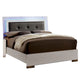 Contemporary Full Bed with LED Trim and Lacquer Coating, White and Gray