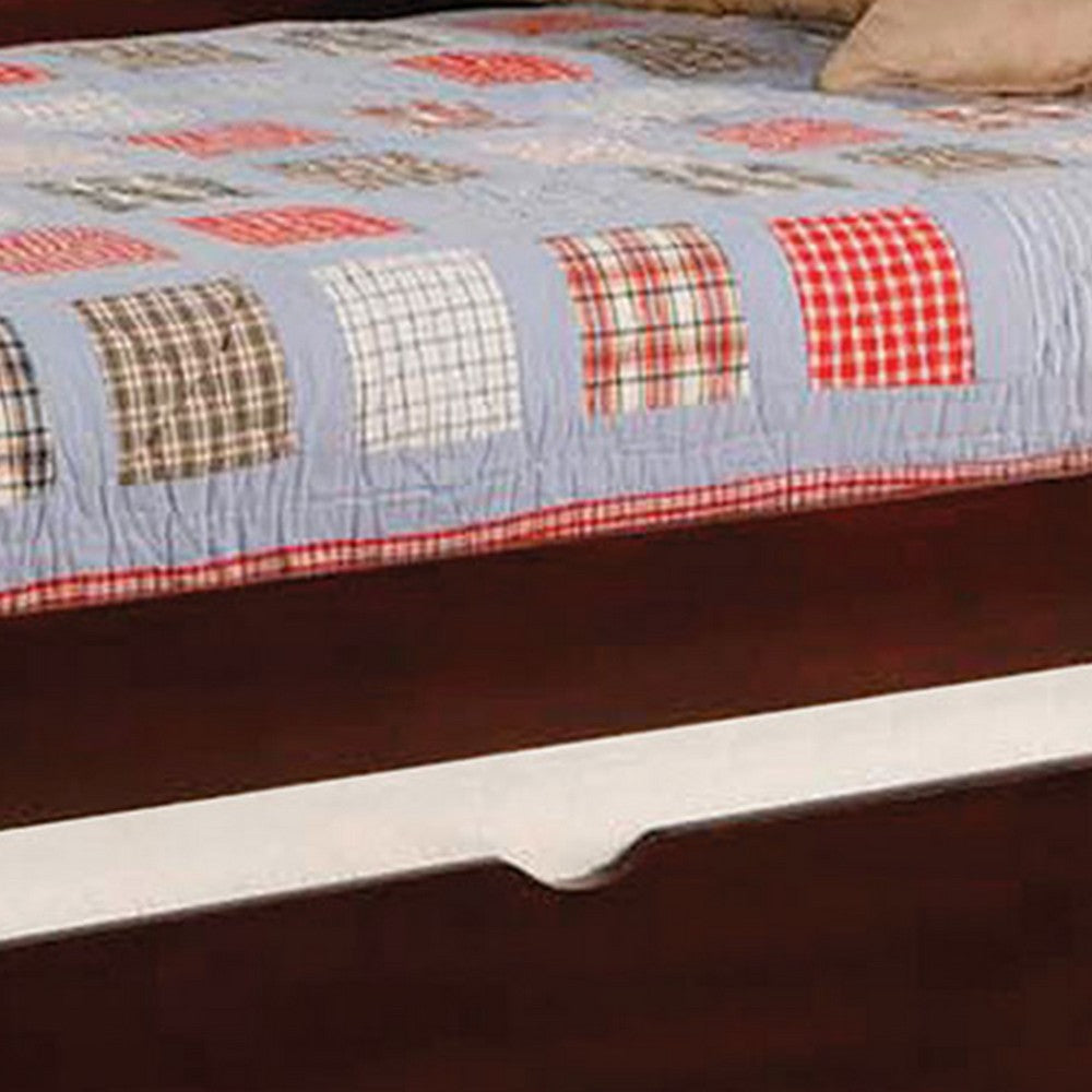 Transitional Wooden Trundle Bed with Bottom Pull Out Bedding Brown BM208957