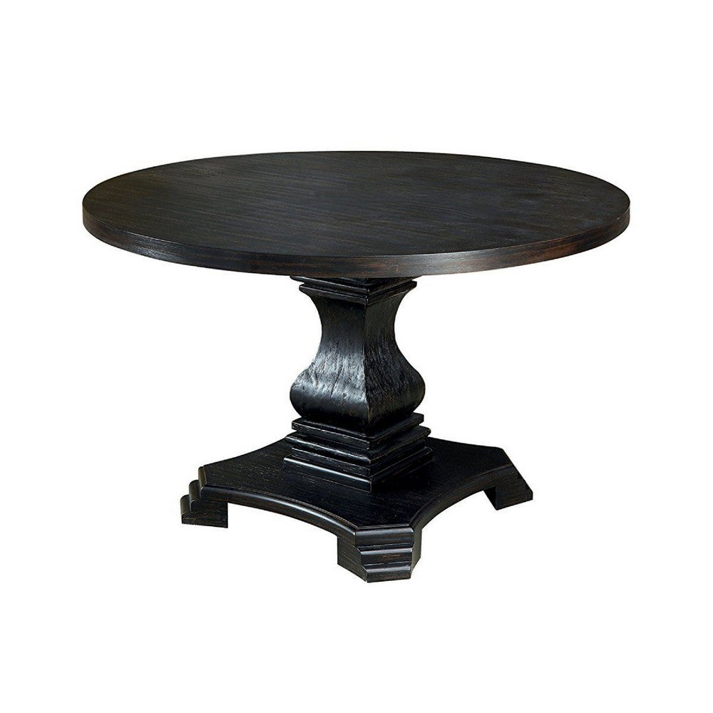 Dining Table | Traditional Style | Round Top | Pedestal Base | Antique Black