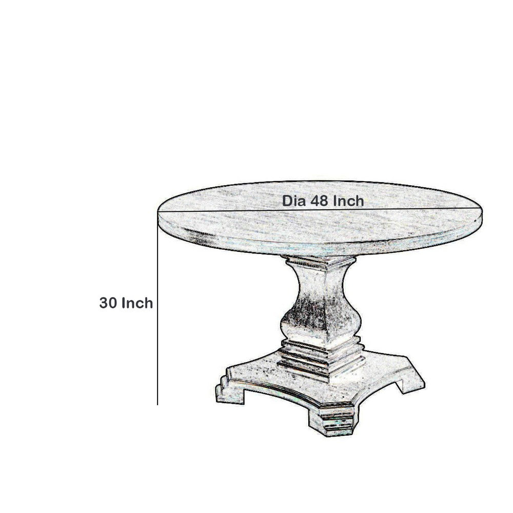 Dining Table | Traditional Style | Round Top | Pedestal Base | Antique Black