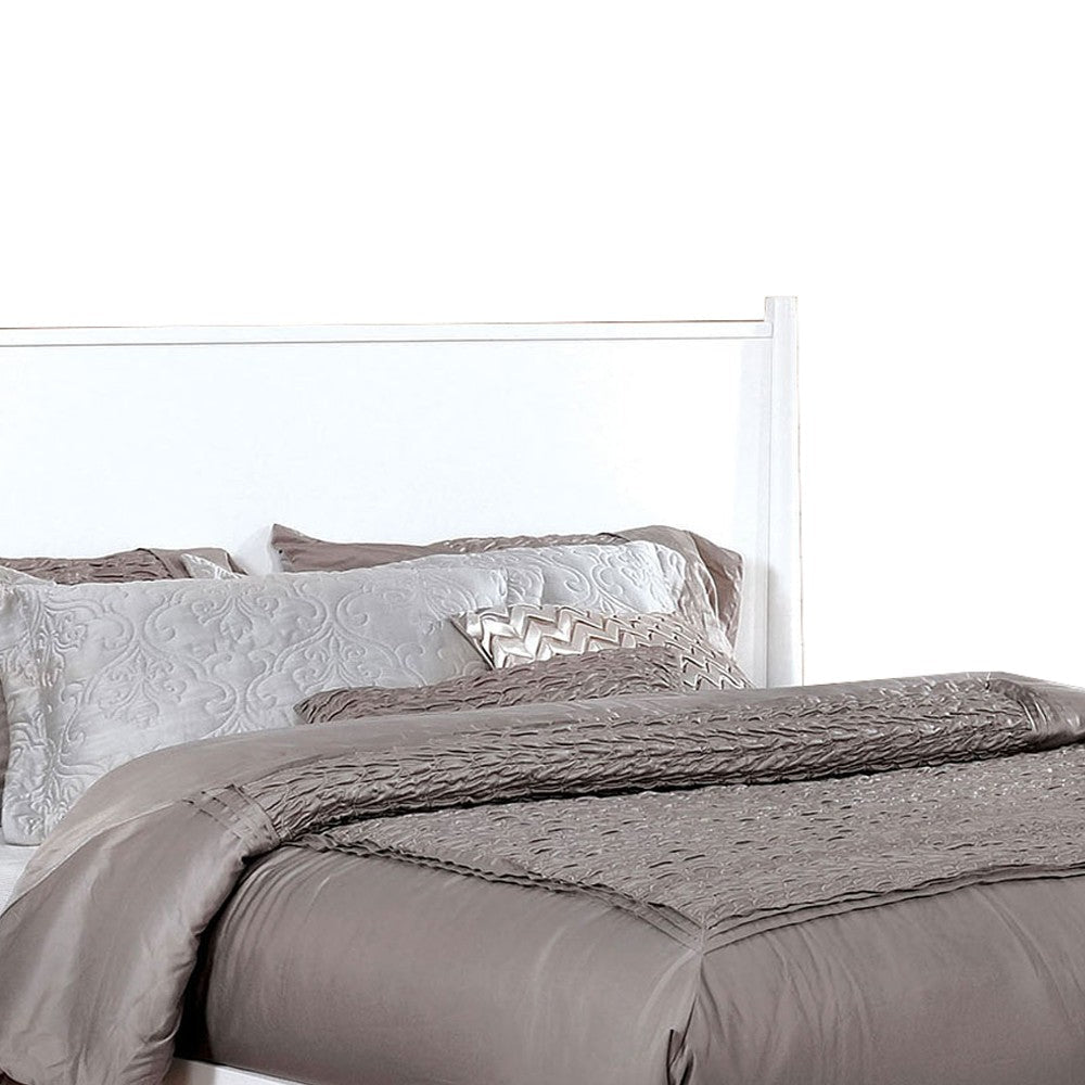 Transitional Wooden Full Bed with Round Tapered Legs and Headboard White BM208967