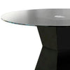 Contemporary Round Glass Dining Table with Square Pedestal Base, Black