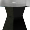 Contemporary Round Glass Dining Table with Square Pedestal Base, Black