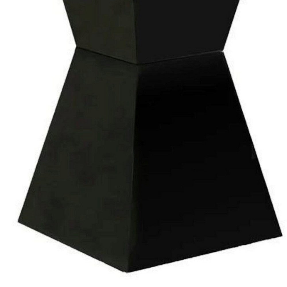 Contemporary Round Glass Dining Table with Square Pedestal Base, Black