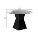 Contemporary Round Glass Dining Table with Square Pedestal Base, Black