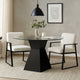 Contemporary Round Glass Dining Table with Square Pedestal Base, Black