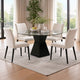 Contemporary Round Glass Dining Table with Square Pedestal Base, Black
