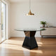 Contemporary Round Glass Dining Table with Square Pedestal Base, Black