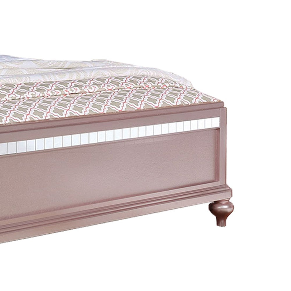 Contemporary Styled Twin Bed with Padded Button Tufted Headboard Pink By Casagear Home BM208999