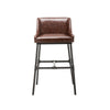 Leatherette Bar Stool with Riveted Metal Backing Brown and Black BM209053