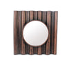 Traditional Style Wooden Round Mirror with Panpipe Style Frame , Brown