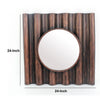 Traditional Style Wooden Round Mirror with Panpipe Style Frame , Brown