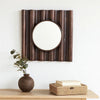 Traditional Style Wooden Round Mirror with Panpipe Style Frame , Brown