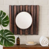 Traditional Style Wooden Round Mirror with Panpipe Style Frame , Brown