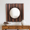 Traditional Style Wooden Round Mirror with Panpipe Style Frame , Brown