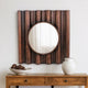 Traditional Style Wooden Round Mirror with Panpipe Style Frame , Brown