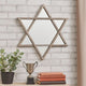 Transitional Wooden Wall Mirror with Hexagram Shape Design, Brown