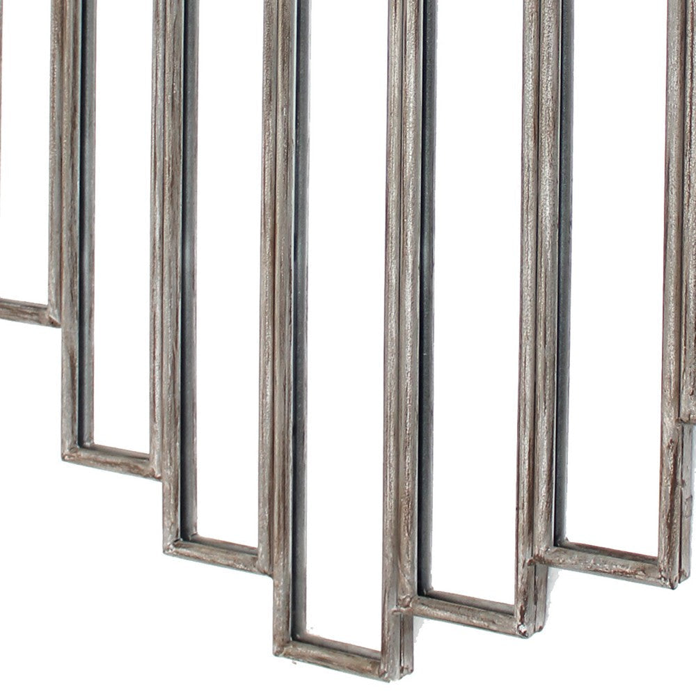 Wooden Wall Mirror with Multiple Framed Sculptures Silver BM209098