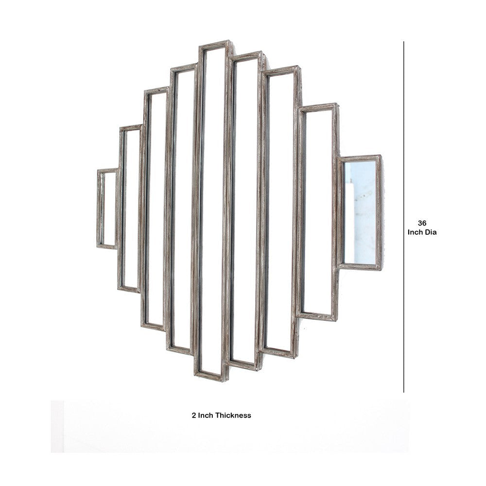 Wooden Wall Mirror with Multiple Framed Sculptures Silver BM209098