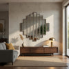 Wooden Wall Mirror with Multiple Framed Sculptures, Silver