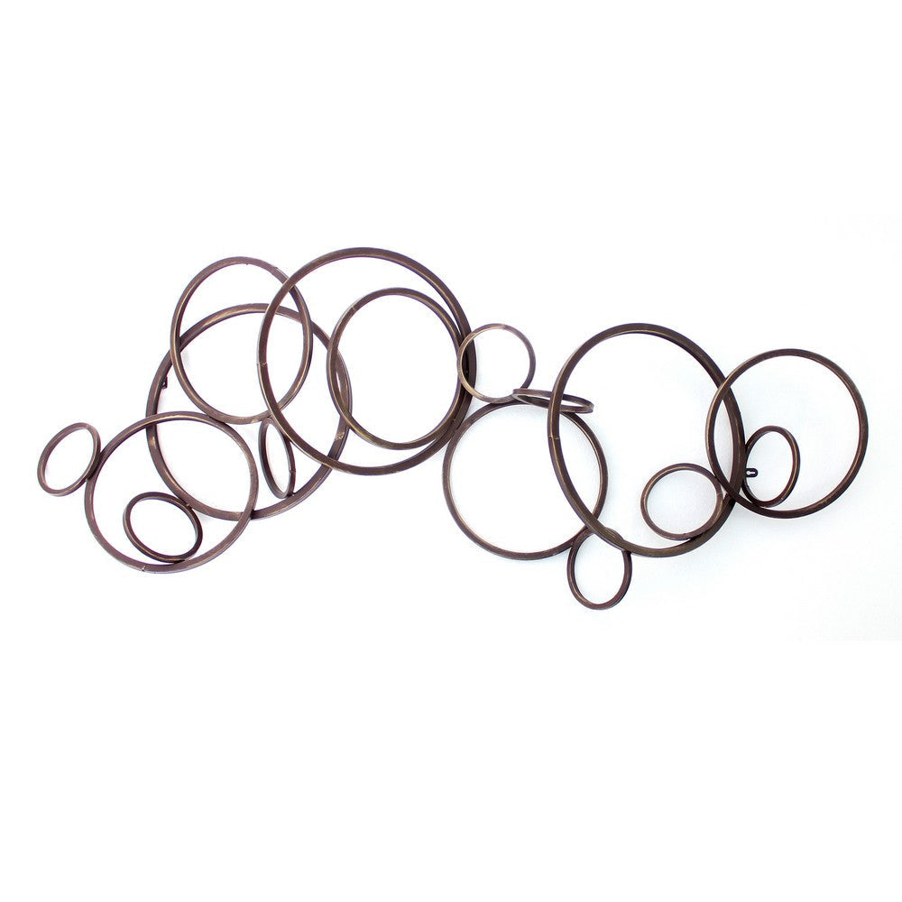 Industrial Style Metal Wall Decor with Multiple Circles, Bronze By Casagear Home