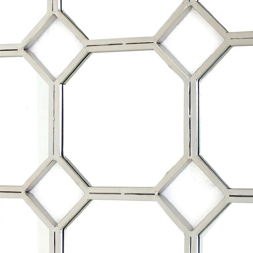 Metal Wall Mirror with Nine Connected Octagonal Mirror Shapes Silver BM209108